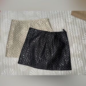 H&M Black and Cream Sequin Mini Skirts